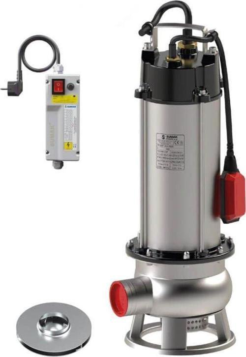 Sumak SDF 30/2 İNOX Komple Paslanmaz Kirli Su Dalgıç Pompa 220 Volt 3 Hp 21.5 Mss