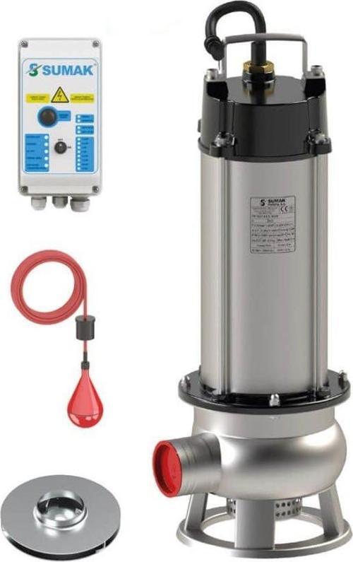 Sumak SDT 40/2 İNOX Komple Paslanmaz Kirli Su Dalgıç Pompa 380 Volt 4 Hp 23.5 Mss