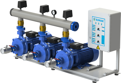 Sumak SMKTC 550/2 Emişli Çift Kademeli Hidrofor 8 Kat 135 Daire 380 Volt 5.5 Hp