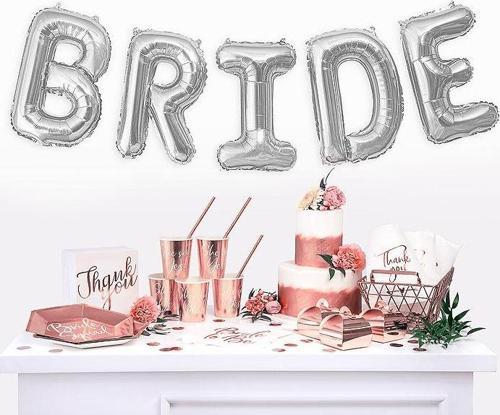 Bride Yazılı Bekarlığa Veda Partisi Folyo Balonu Gümüş Renk 100 cm