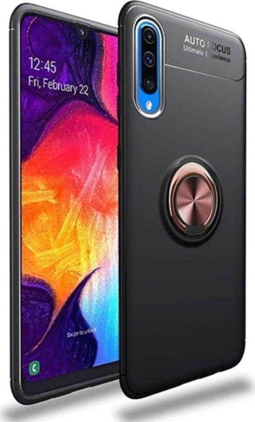 Huawei P20 Pro Kılıf Renkli Yüzüklü Manyetik Silikon Kapak Siyah - Rose gold