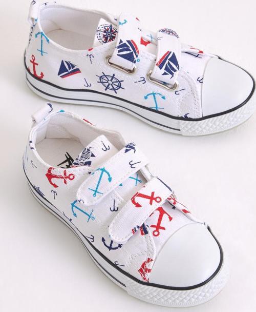 Çocuk Unisex Beyaz Lacivert Rahat Kalıp Işıklı Cırtlı Spor Ayakkabı