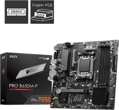 Pro B650m-p Ddr5 7200mhz 1xvga 1xhdmı 1xdp 2xm.2 Usb 3.2 Matx Am5 ( Amd Am5 7000 Serili