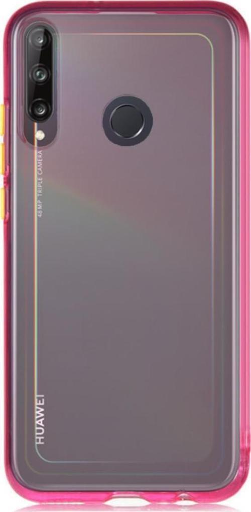 Huawei P40 Lite E Kılıf Renkli Şeffaf Kapak - Pembe