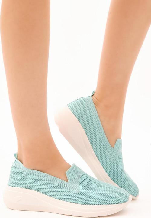 Kadın Turkuaz Rahat Kalıp Triko Sneaker