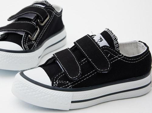 Çocuk Unisex Siyah Kauçuk Taban Keten Cırtlı Spor Ayakkabı