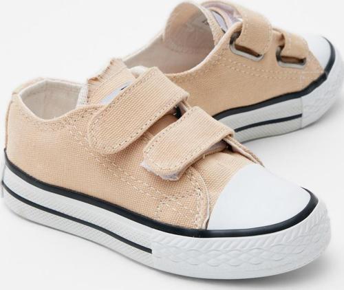 Çocuk Unisex Bej Kauçuk Taban Keten Cırtlı Spor Ayakkabı