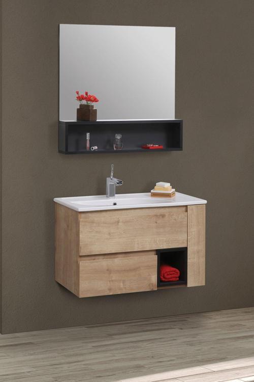 Rita 85 Cm Açık Kahvrengi Banyo Dolabı Takım