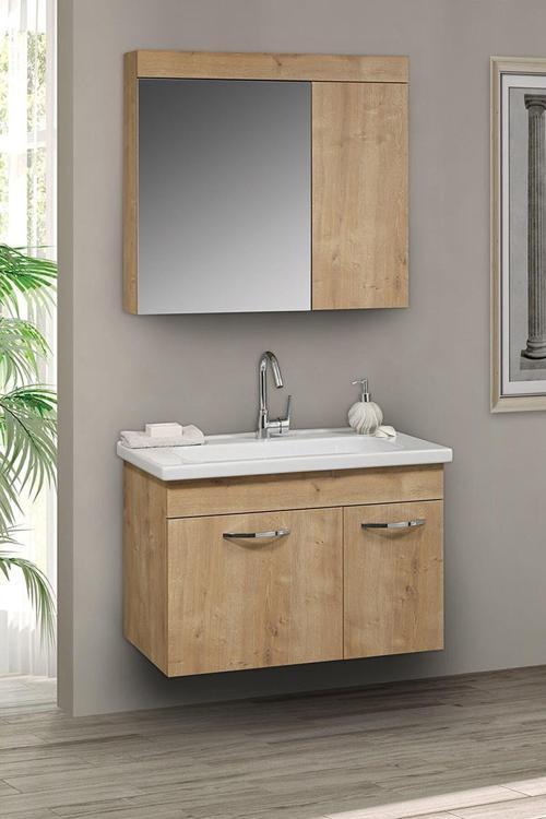 Kahverengi Banyo Dolabı Takım 65 Cm