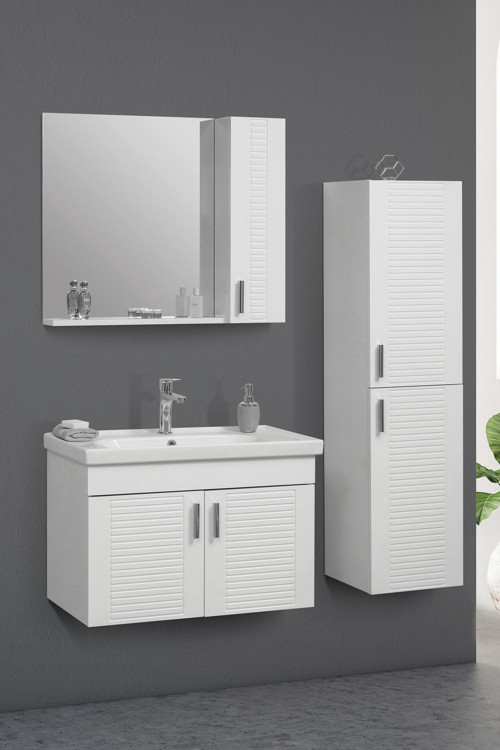 Takım 80 Cm Beyaz Mabel Banyo Dolabı