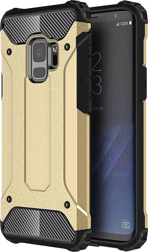 Samsung Galaxy S9 Kapak Çift Katmanlı Zırh Tank Kılıf - Gold