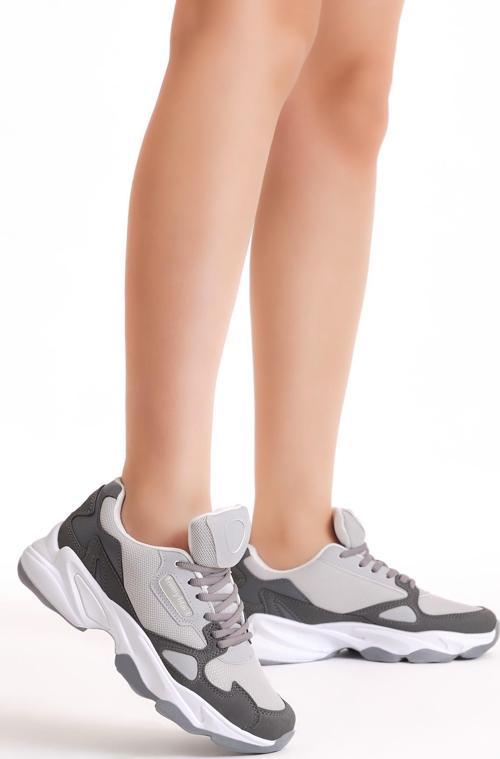 Unisex Füme Rahat Kalıp Yüksek Taban Bağcıklı Spor Ayakkabı