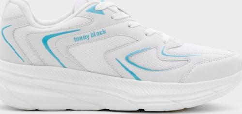 Unisex Beyaz Mavi Nefes Alabilen Kumaş Faylon Taban Bağcıklı Spor Ayakkabı