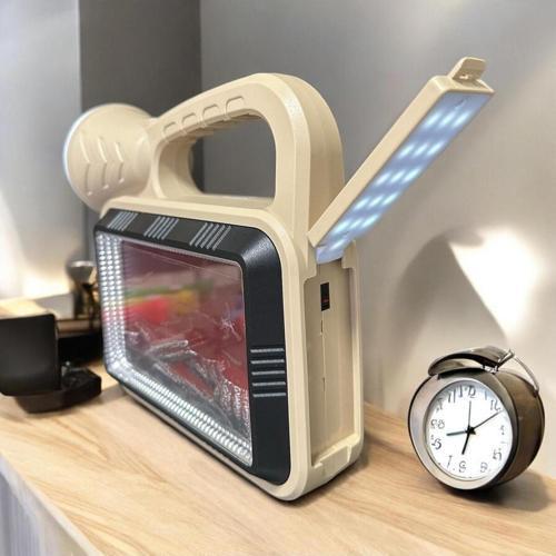 Dekoratif Şömineli Güneş Enerjili Powerbank Özellikli 4 Farklı Işık Modlu El Ve Kamp Feneri
