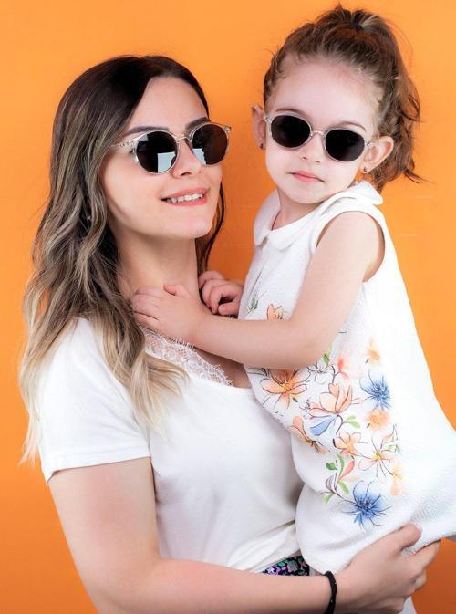 Anne Kız Çocuk Kombin Kristal Güneş GözlüğüSiyah Cam