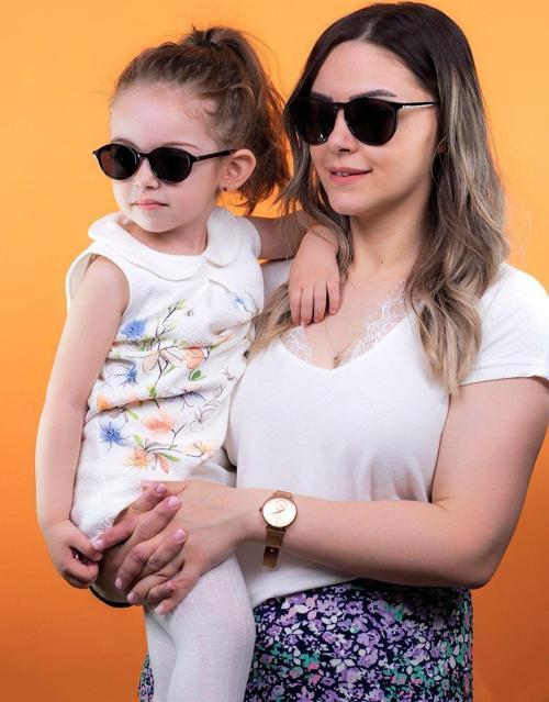 Anne Kız Çocuk Kombin Siyah Güneş Gözlüğü