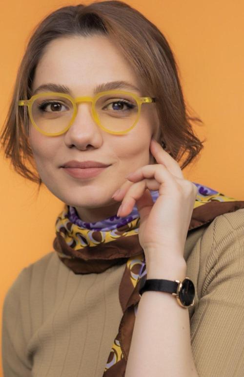 Lucia Mat Sarı Unisex Ekran Gözlüğü ( Siyah Sap Detaylı )