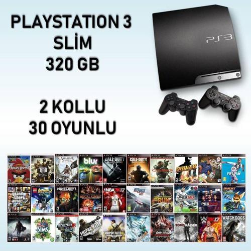 Playstation 3 Slim 320 Gb + 2 Oyun Kolu + 30 Oyun