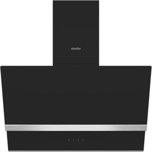 8738 60Cm Premium Siyah 2 Cam, Inox Dekorlu Davlumbaz