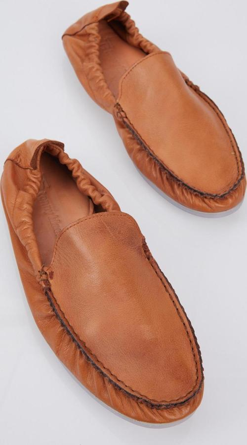 Erkek Taba Arkası Lastikli Rahat Kalıp Hakiki Deri Loafer