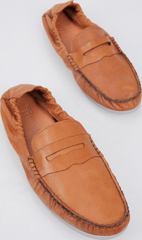 Erkek Taba Arkası Lastikli Rahat Kalıp Hakiki Deri Loafer