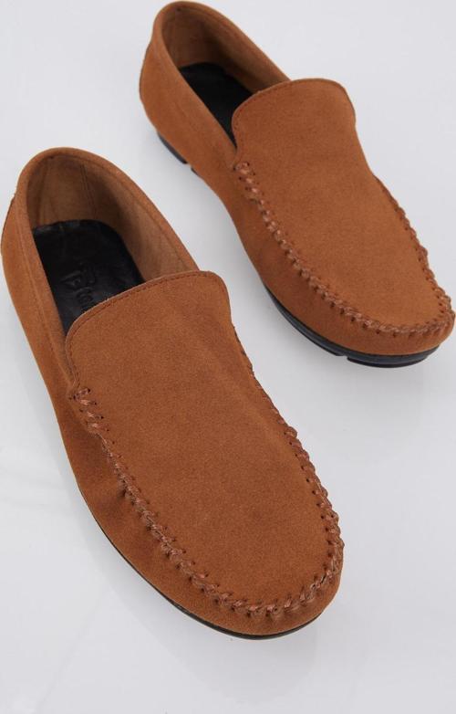 Erkek Taba Rahat Kalıp Hakiki Deri Süet Loafer
