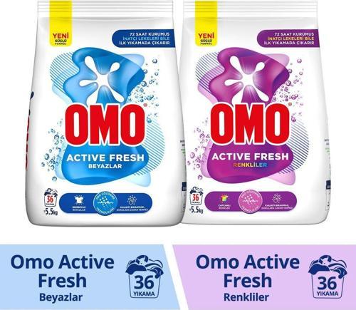 Active Fresh Beyazlar 5.5Kgx1 Active Fresh Renkliler 5.5Kgx1 Toz Çamaşır Deterjanı