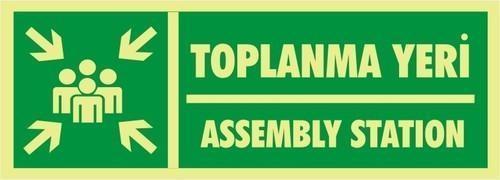 İzmir Serigrafi Fotolümen Toplanma Yeri / Assembly Station 2.6 mm PVC Uyarı Levhası 10 x 30 cm