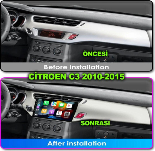 Citroen C3 Ds3 2010-2015 Uyumlu 2+32 Gb 10 İnç Beyaz Çerçeveli Multimedya