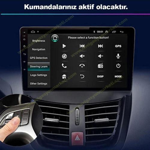 Peugeot 207 2006-2012 Uyumlu 9 İnç 4-32 Gb Multimedya Kamera