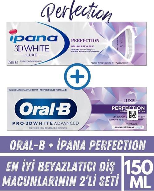 3 Boyutlu Beyazlık Luxe Perfection + Oral-B 3 Boyutlu Beyazlık Luxe Perfection Macun 75+75Ml