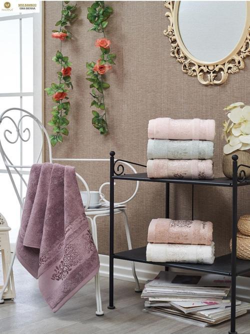 Annem Miss Bamboo Bıenna 50X90Cm. Çeyizlik El&Yüz 6'Lı Lüks Havlu Seti (Çantalı, %70 Bambu Lifi)