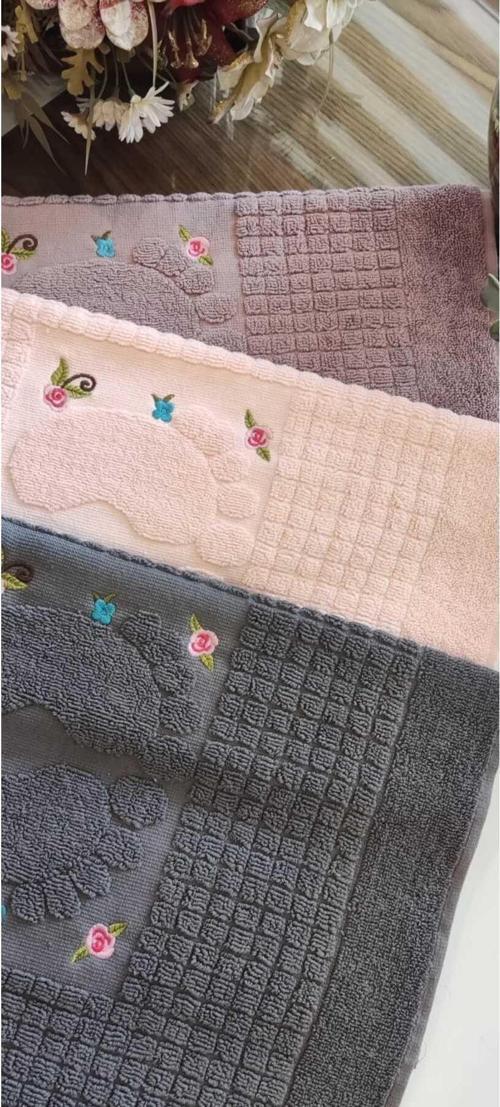 (3.Lü Set) Annem Çeyizlik 50X70 Cm. Lüks Nakışlı Jaklarlı Ayak Havlusu Yeni Sezon