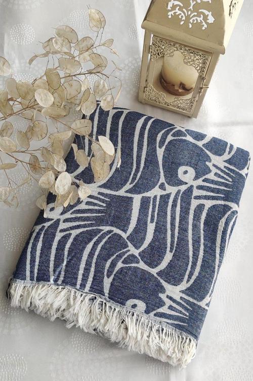 Balık Desenli Çift Kişilik Organik Pamuk Pike 185X230Cm (Oeko-Tex® Standard 100 Sertifikalı)