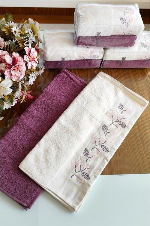 Nurpak Çeyizlik (2.Li Set) Lüks 50X90Cm. %100 Pamuk El,Yüz Havlusu Özel Hediyelik Ambalajda