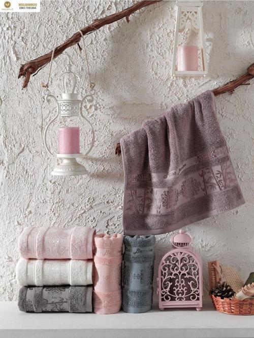 Annem Miss Bamboo Thelma 50X90Cm. Lüks Ihraç Malı El&Yüz 6'Lı Havlu Seti %70 Bambu Lifi (Çantalı)