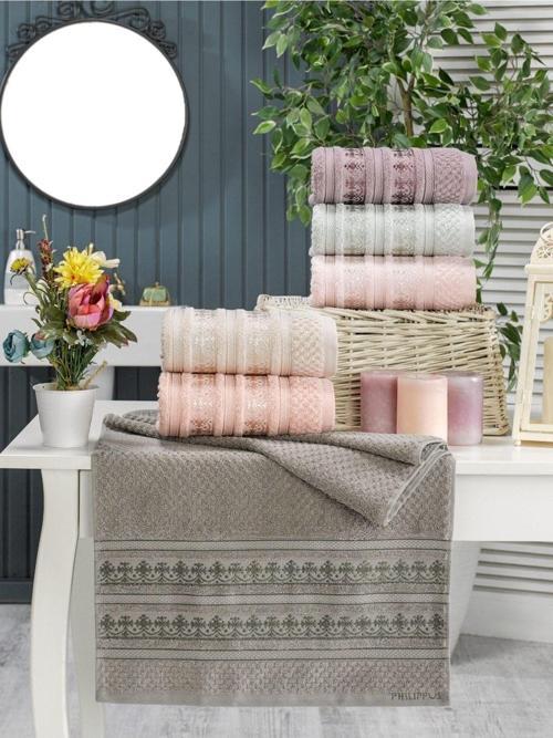 Annem Venedik Aır Coton 50X90 Cm Çeyizlik Ihraç Malı El&Yüz 6'Lı Lüks Havlu Set (Özel Çantalı)