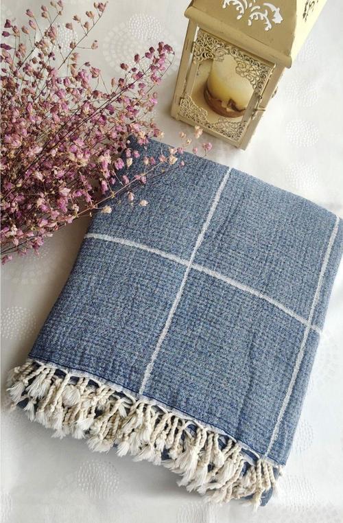 Çizgili Çift Kişilik Organik Müslin Pike 185X220Cm (Oeko-Tex® Standard 100 Sertifikalı)