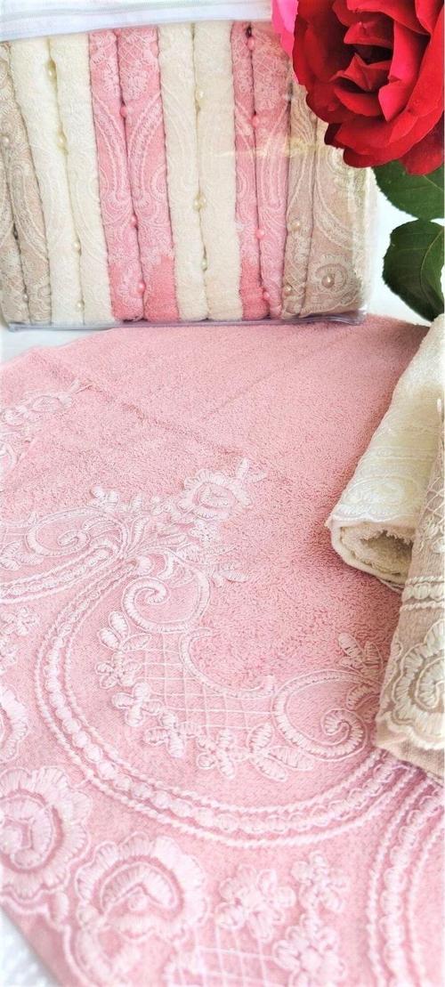 Annem Çeyizlik Bukle Fransız Güpürlü Havlu Seti 50X90 6'Lı Pvc Kutulu