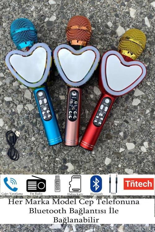 Kaliteli Kraroke Mikrofon Bluetooth Hoparlör Fm Radyo Hafıza Kartı Aux Usb Girişli Tnt-Q5 Kalpli