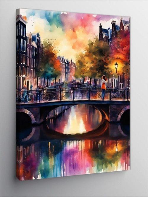 Kanvas Tablo Amsterdam'daki Köprü