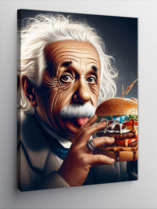 Kanvas Tablo Albert Einstein Hamburger Pop Art