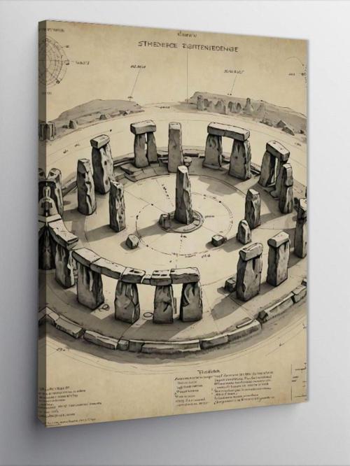 Kanvas Tablo Antik Kent Stoneage Haritası