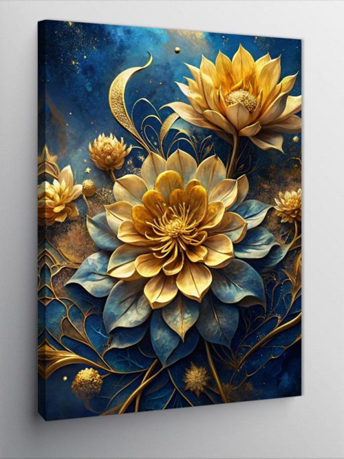 Kanvas Tablo Altın Sarısı Çiçekler