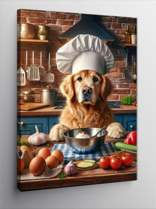 Kanvas Tablo Aşçı Golden Cinsi Köpek