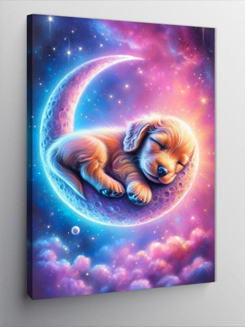 Kanvas Tablo Ayda Uyuyan Köpek