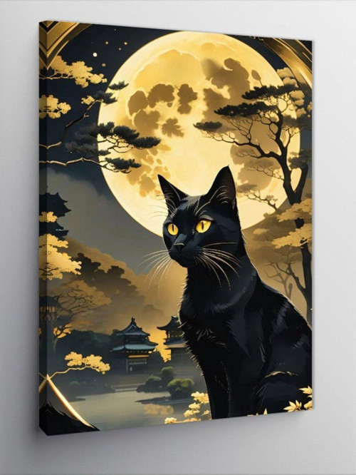 Kanvas Tablo Ay Işığında Kedi
