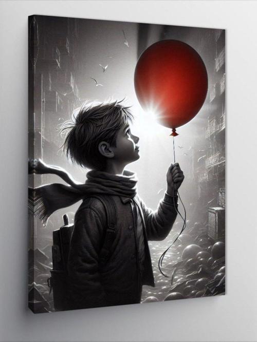 Kanvas Tablo Balon Tutan Çocuk