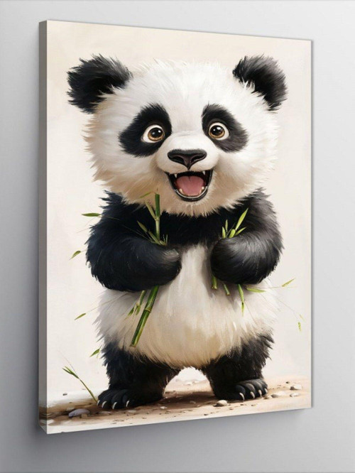 Kanvas Tablo Bambu Yiyen Panda