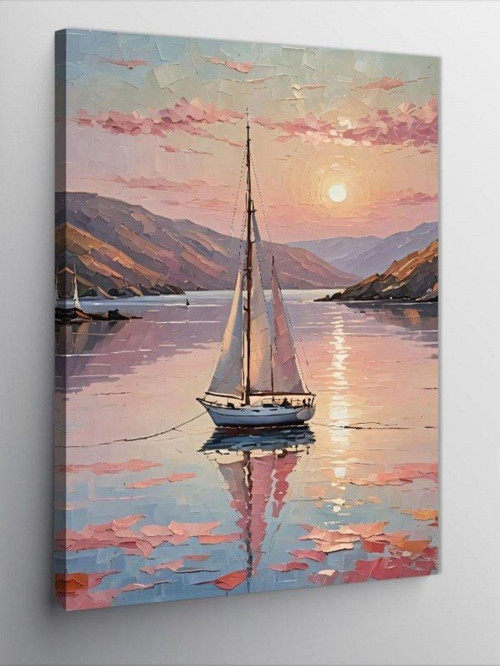 Kanvas Tablo Beyaz Yelkenli Tekne